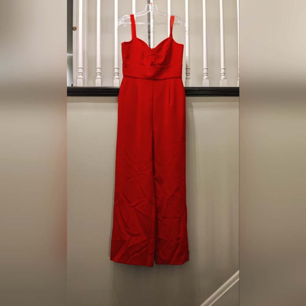 Red women evening jumpsuit